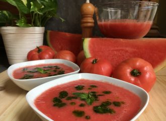 Gazpatxo de Síndria amb Oli d'alfàbrega Can Puxic